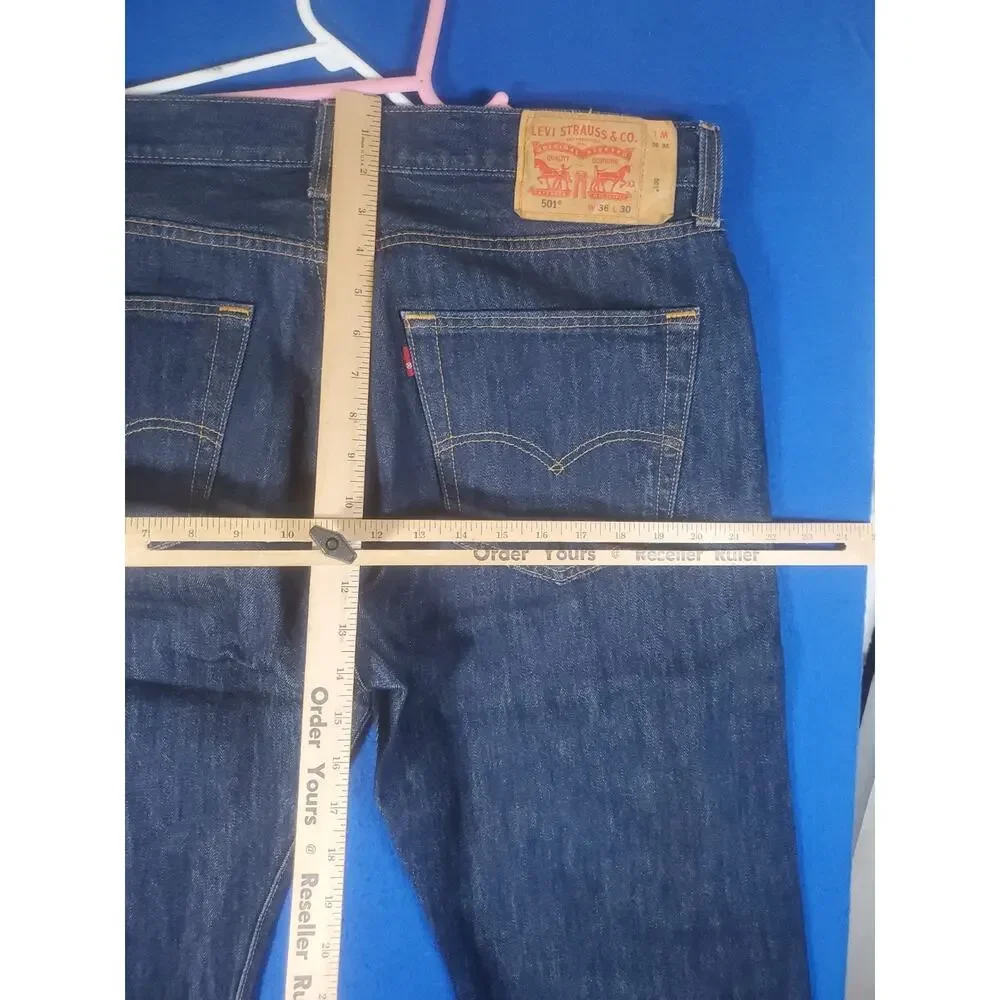Levis 501 Mens Jeans 36x30 Blue Original Fit Straight Leg Button Fly